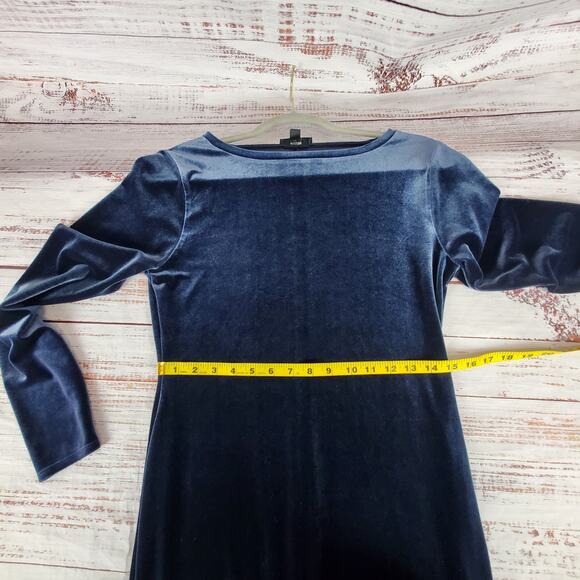 J.Crew Blue Velvet Midi Sweater Dress Sz S Luxurious Dark Romantic Party Holiday - Picture 8 of 11